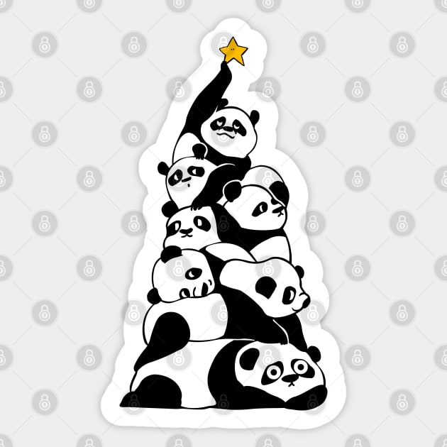 Christmas Tree Pandas Sticker by huebucket